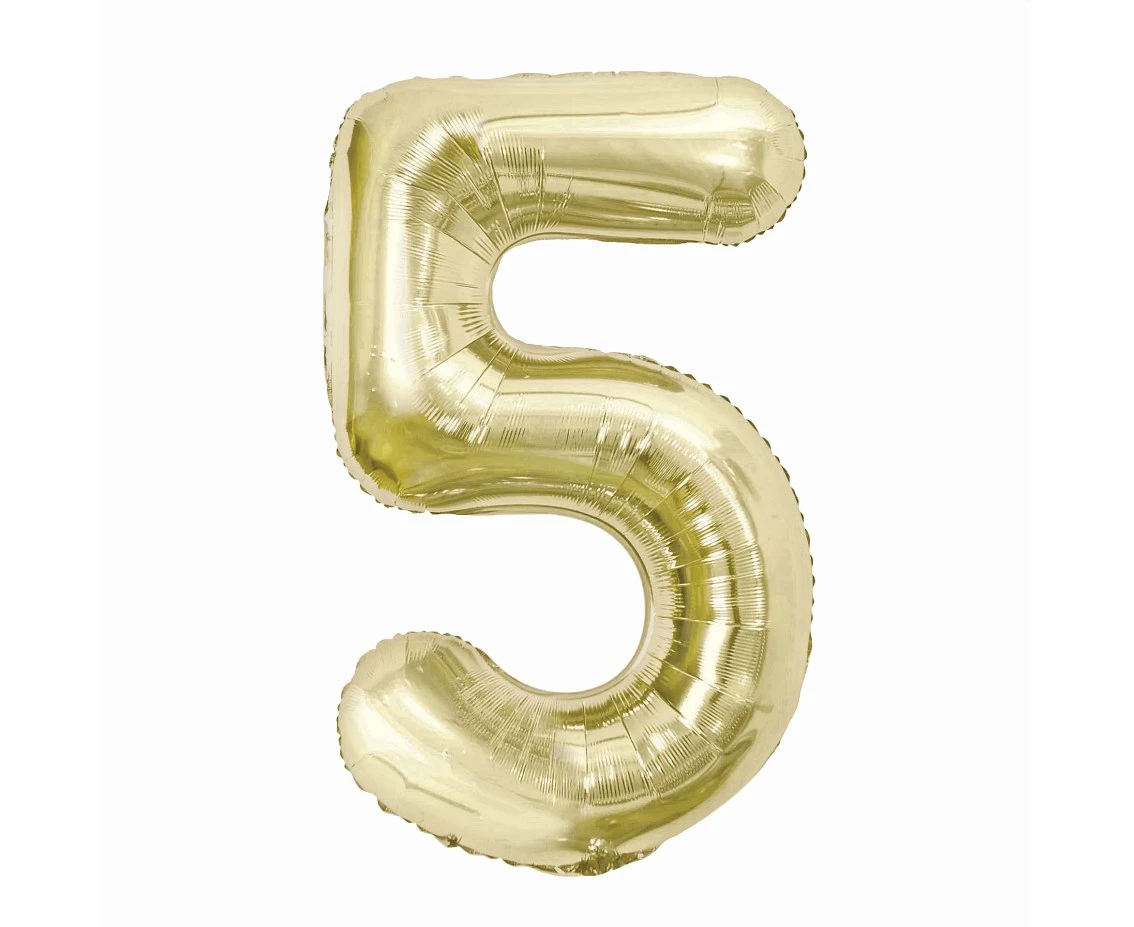 Foil balloon B&C, number 5, champagne, 85 cm