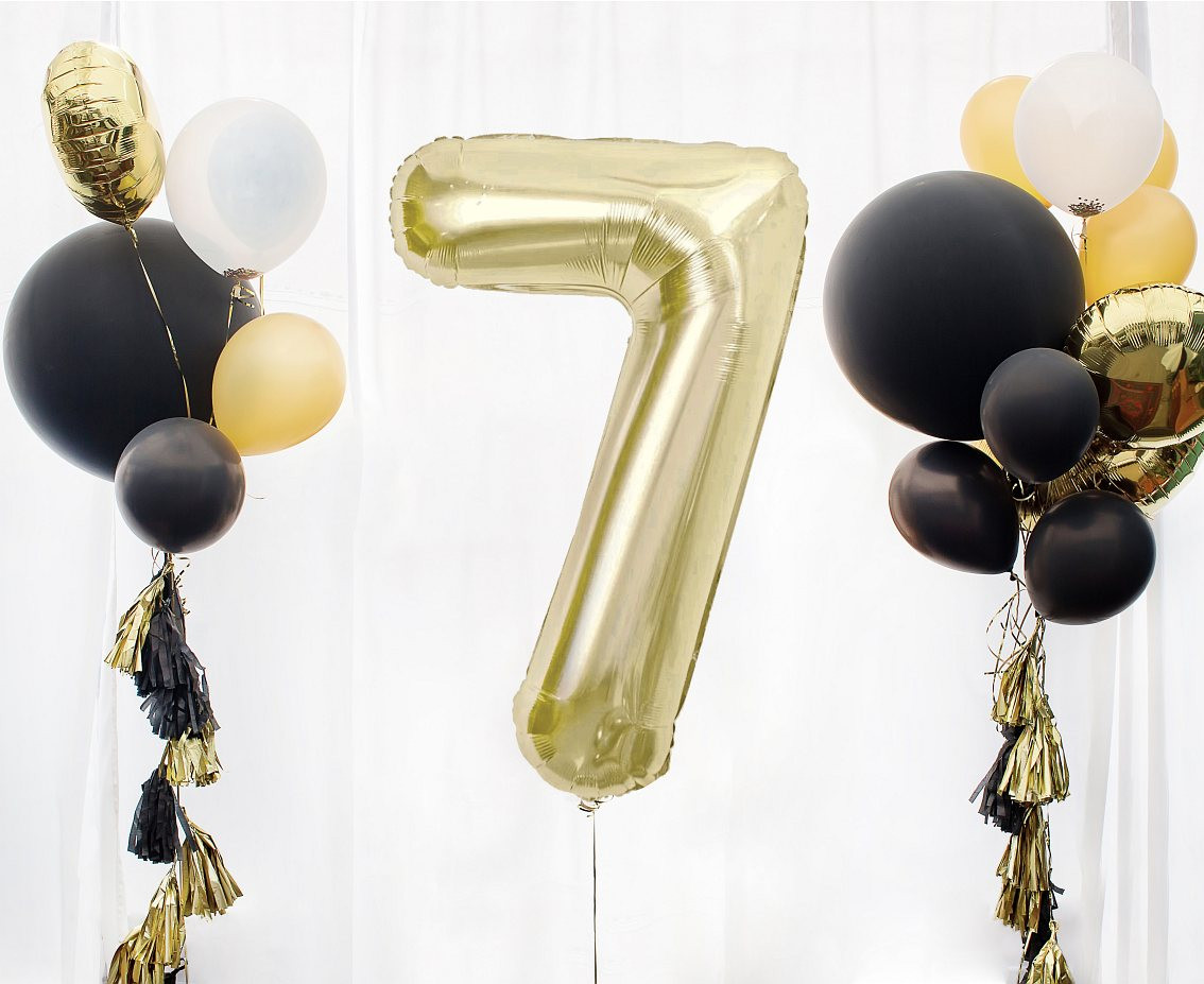 Foil balloon B&C, number 7, champagne, 85 cm