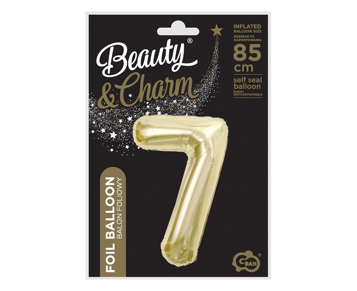 Foil balloon B&C, number 7, champagne, 85 cm