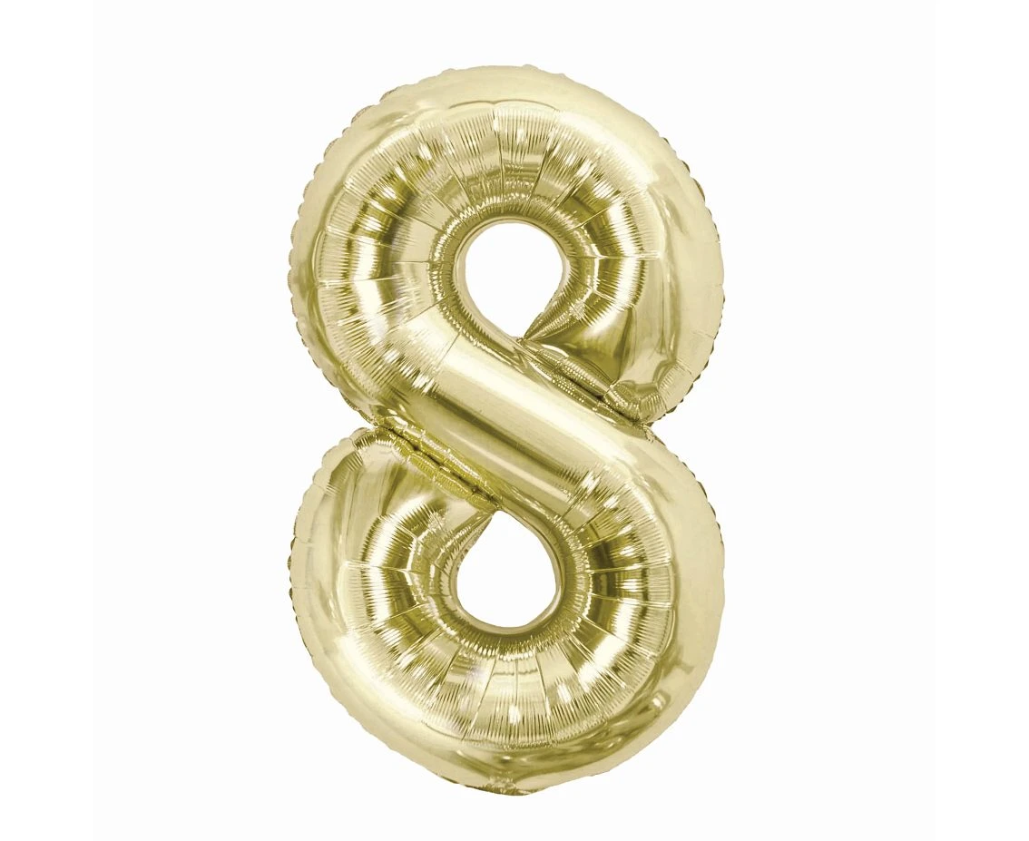 Foil balloon B&C, number 8, champagne, 85 cm