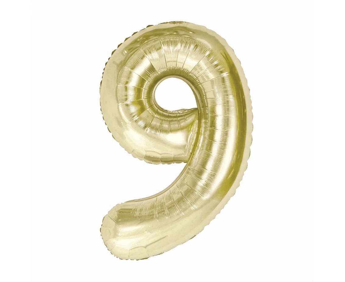 Foil balloon B&C, number 9, champagne, 85 cm