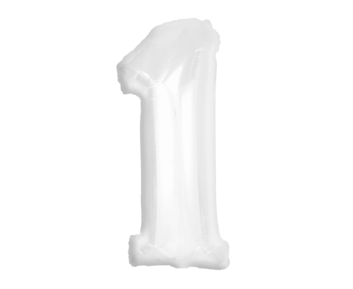 Foil balloon B&C, number 1, white, 92 cm (air) EOL