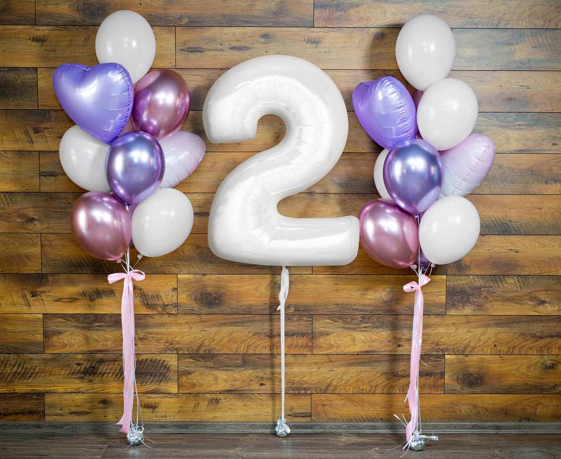 Foil balloon B&C, number 2, white, 92 cm (air) EOL