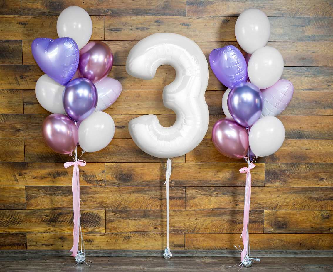 Foil balloon B&C, number 3, white, 92 cm (air) EOL