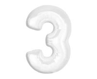 Foil balloon B&C, number 3, white, 92 cm (air) EOL