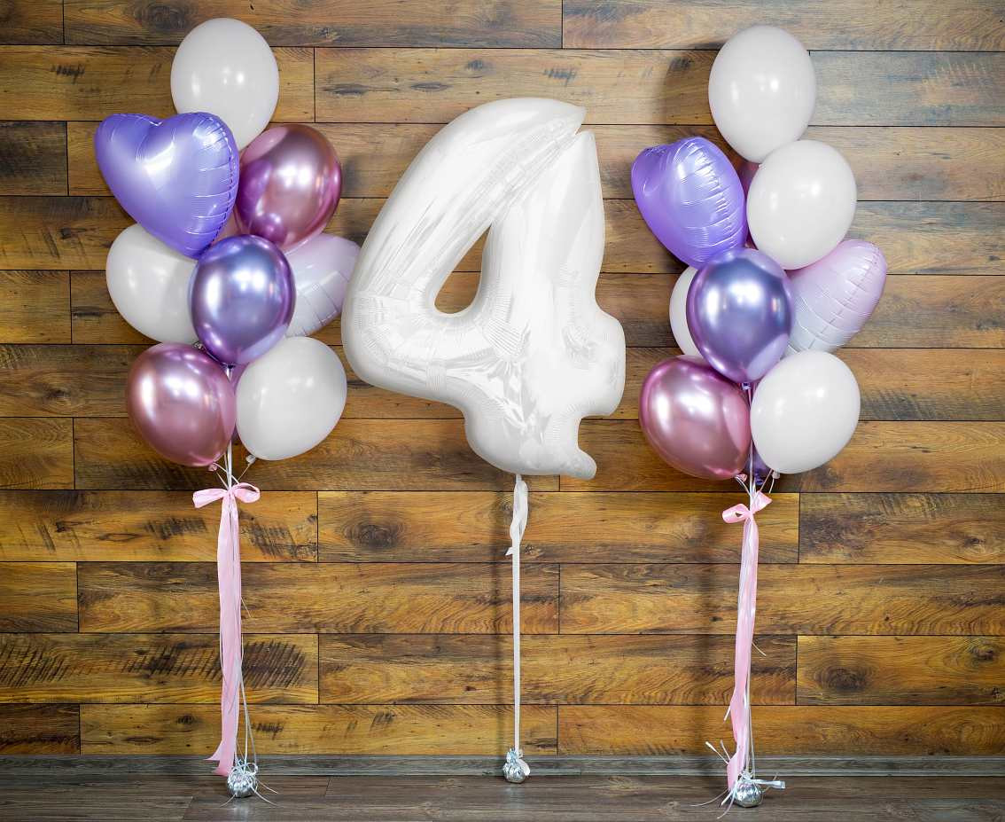 Foil balloon B&C, number 4, white, 92 cm (air) EOL