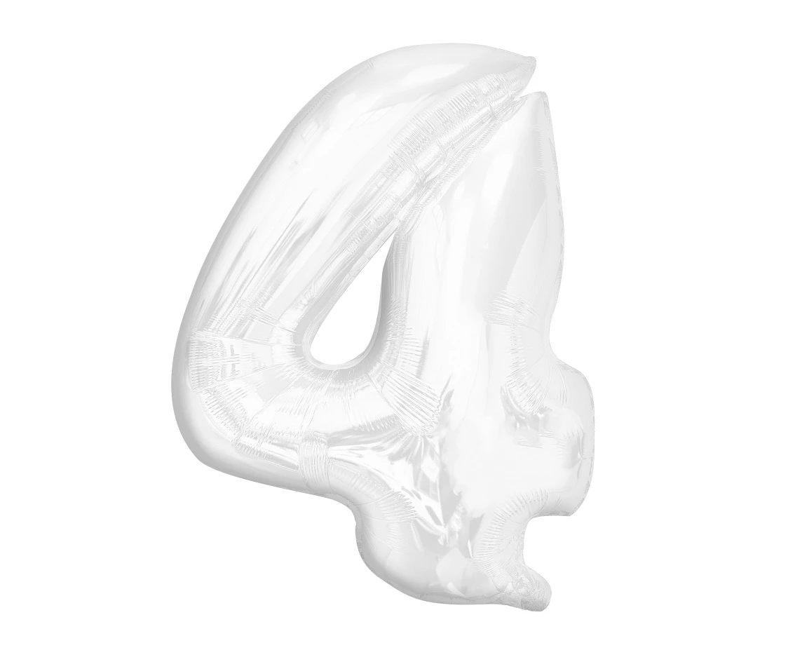 Foil balloon B&C, number 4, white, 92 cm (air) EOL