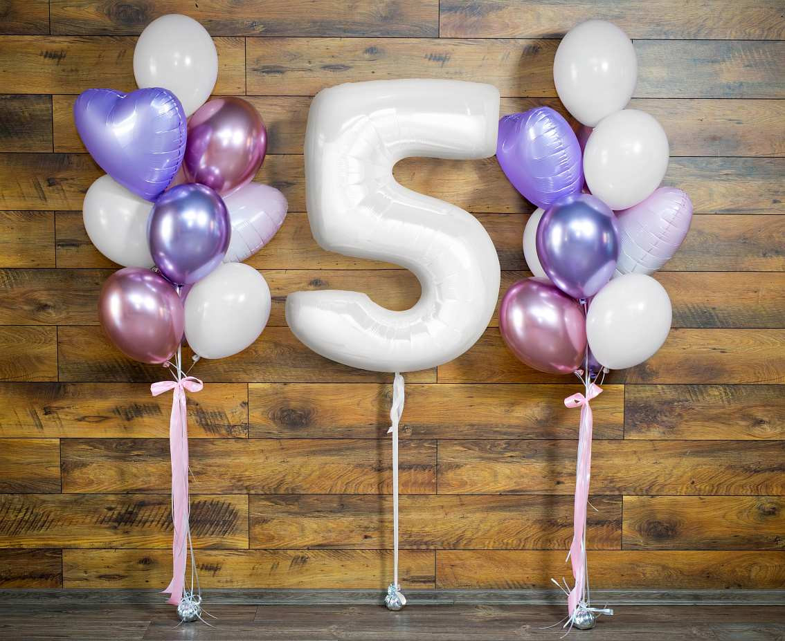 Foil balloon B&C, number 5, white, 92 cm (air) EOL