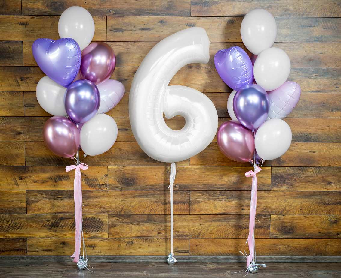 Foil balloon B&C, number 6, white, 92 cm (air) EOL