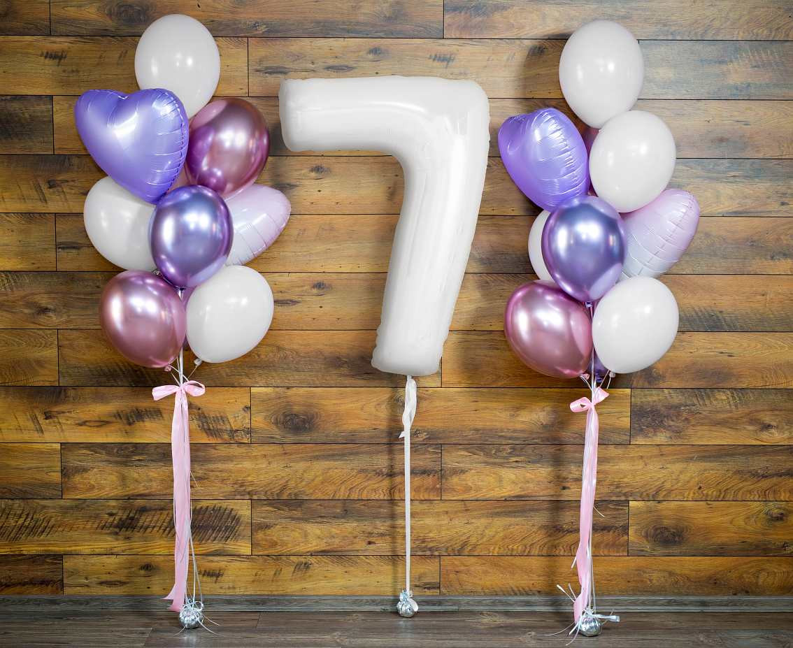 Foil balloon B&C, number 7, white, 92 cm (air) EOL