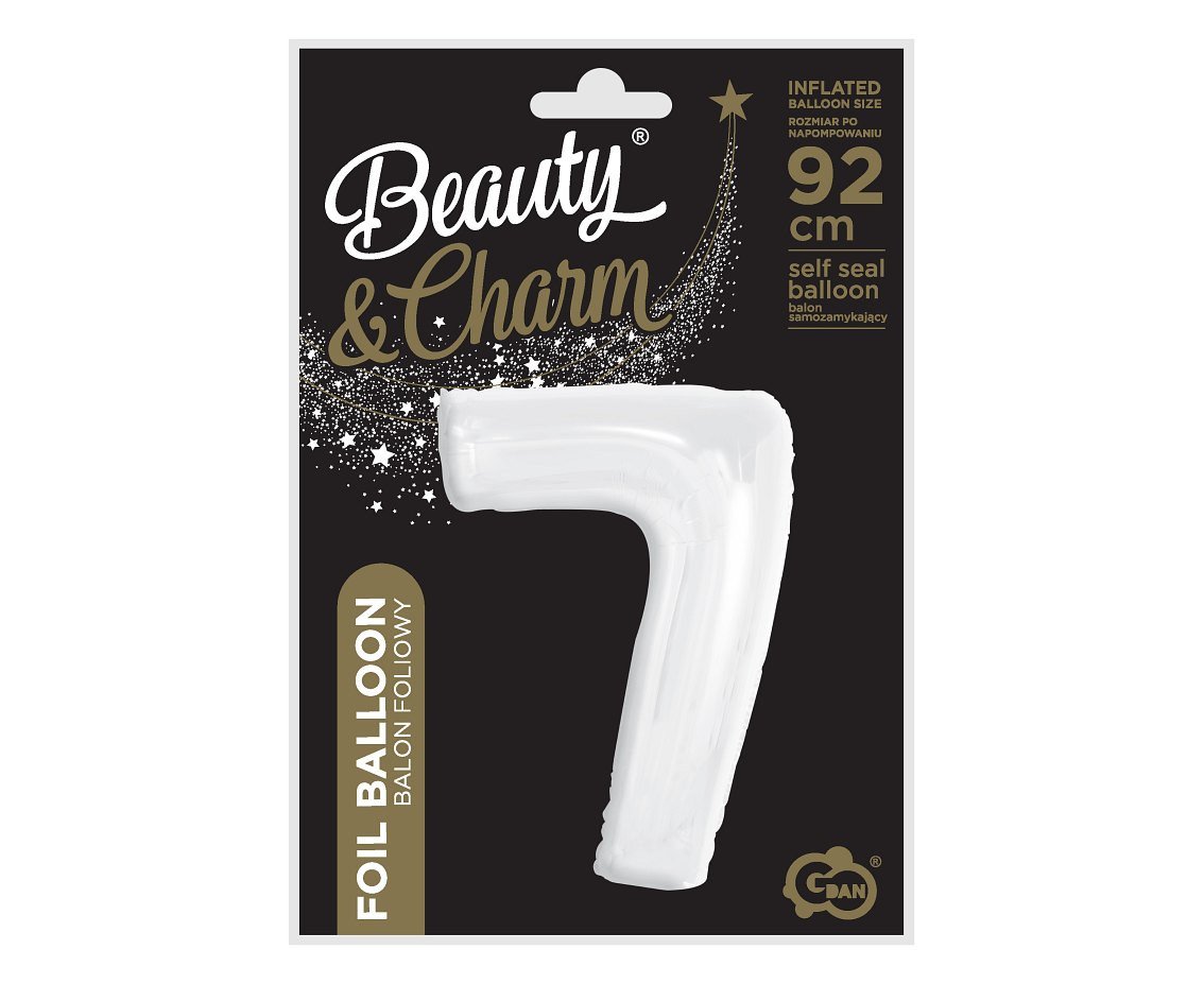 Foil balloon B&C, number 7, white, 92 cm (air) EOL
