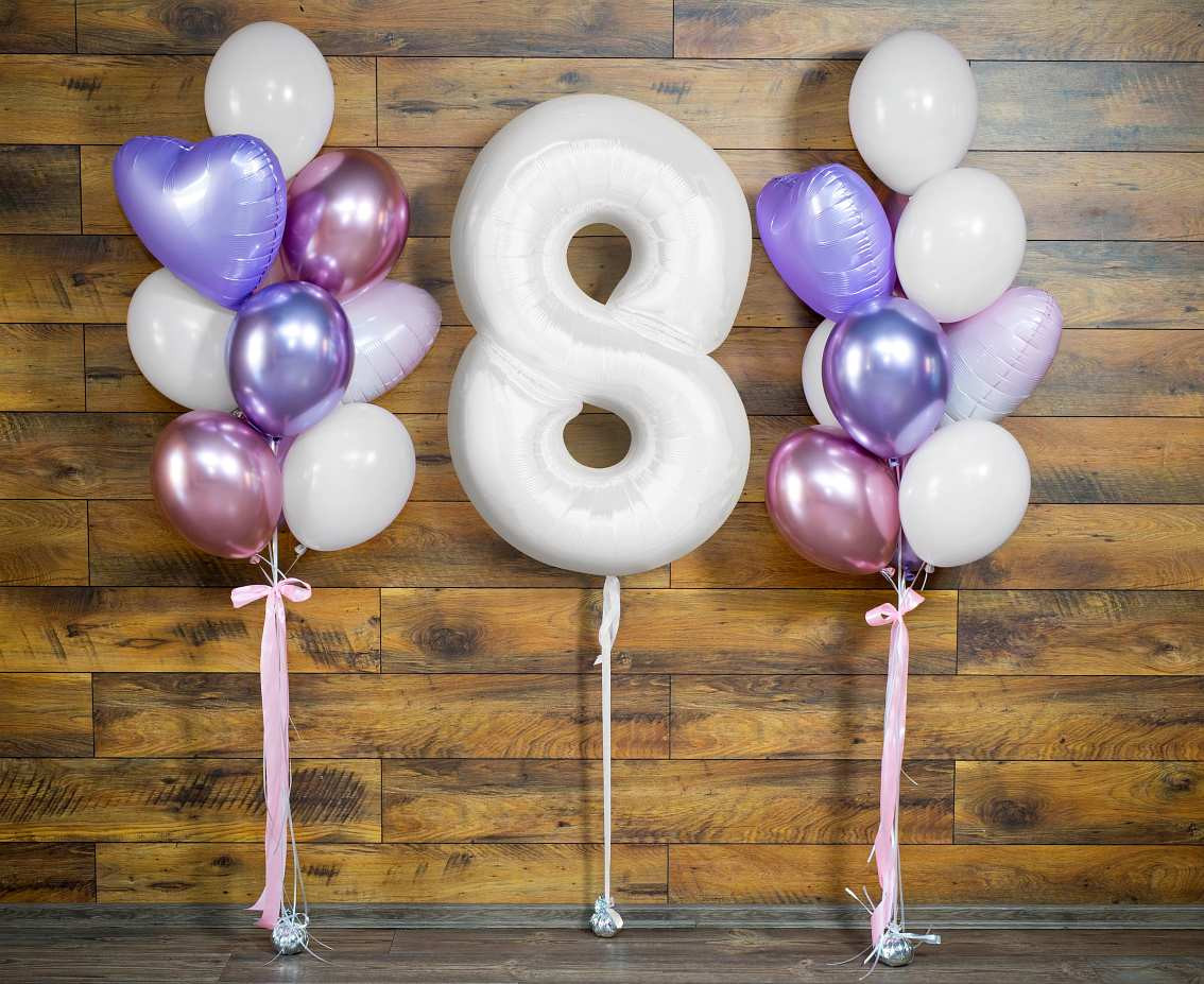 Foil balloon B&C, number 8, white, 92 cm (air) EOL