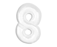 Foil balloon B&C, number 8, white, 92 cm (air) EOL