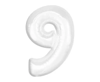 Foil balloon B&C, number 9, white, 92 cm (air) EOL