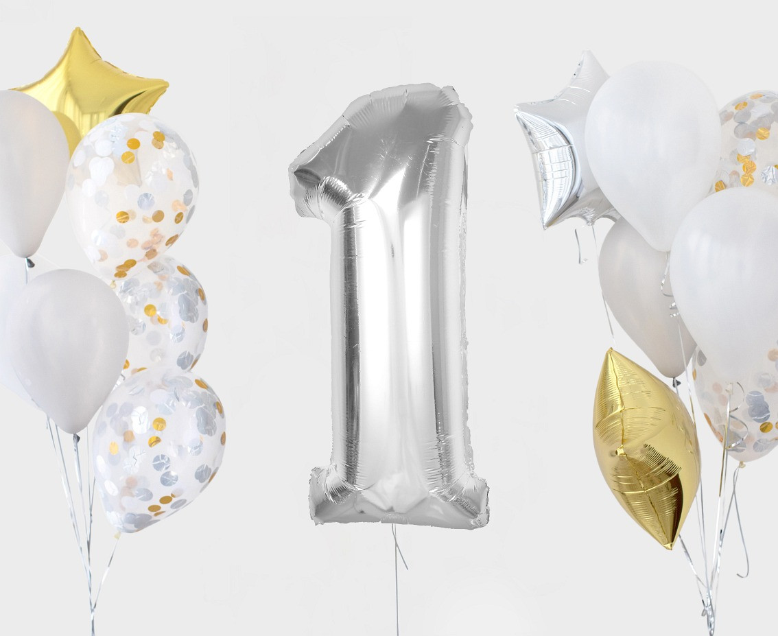 Foil balloon Smart, number 1, silver, 92 cm EOL
