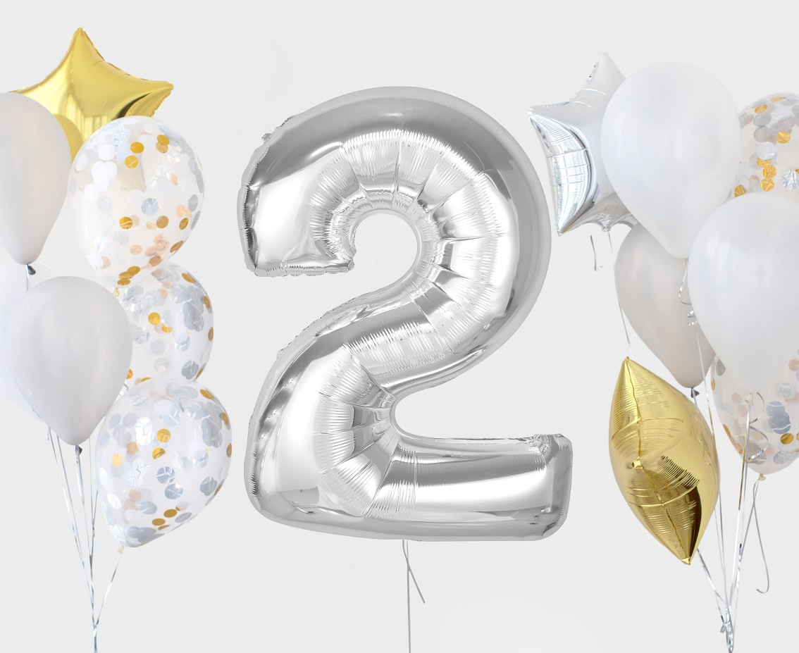Foil balloon Smart, number 2, silver, 92 cm EOL