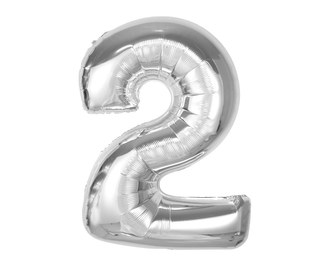 Foil balloon Smart, number 2, silver, 92 cm EOL