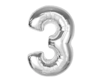 Foil balloon Smart, number 3, silver, 92 cm EOL