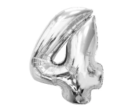 Foil balloon Smart, number 4, silver, 92 cm EOL