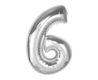 Foil balloon Smart, number 6, silver, 92 cm EOL