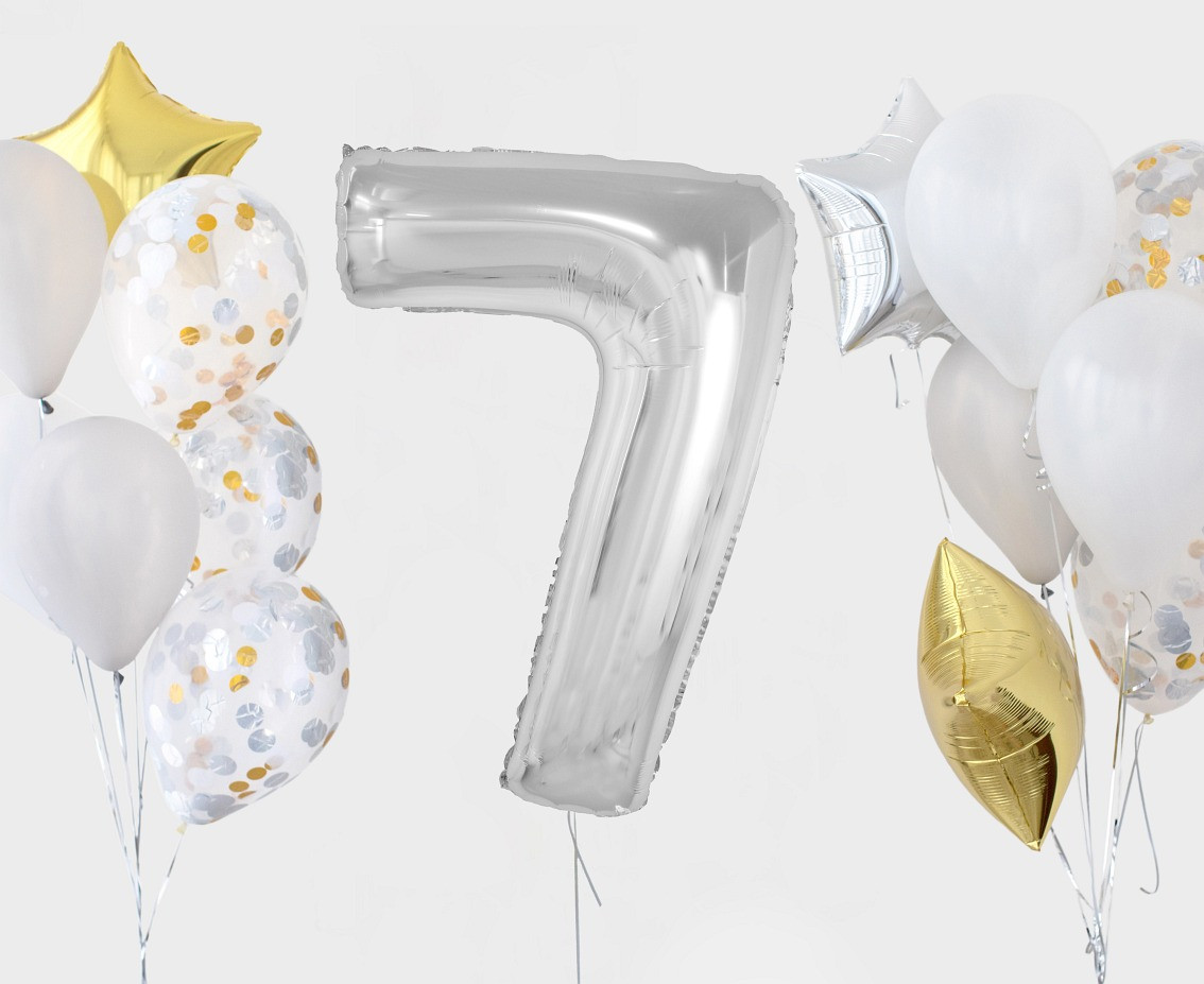 Foil balloon Smart, number 7, silver, 92 cm EOL