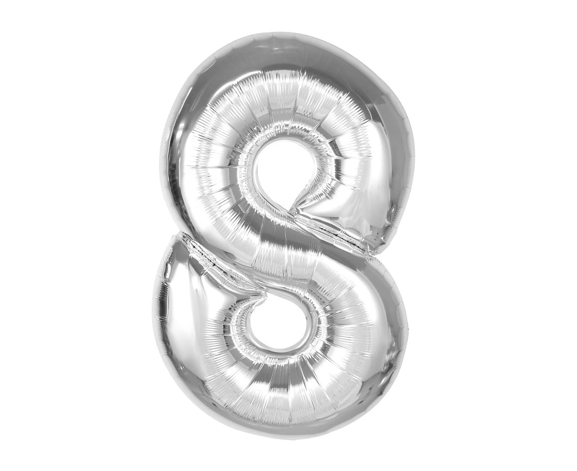 Foil balloon Smart, number 8, silver, 92 cm EOL