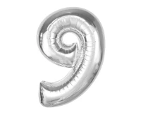 Foil balloon Smart, number 9, silver, 92 cm EOL