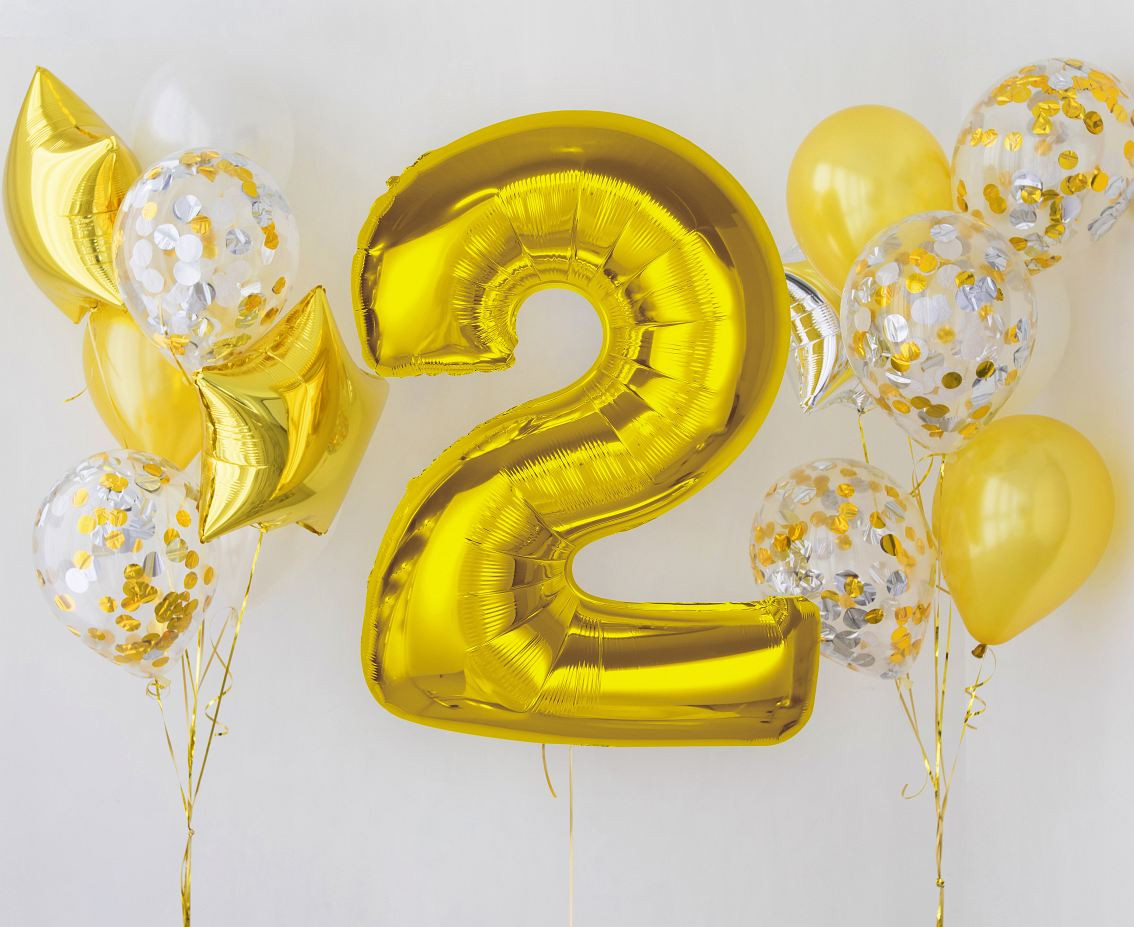 Foil balloon Smart, number 2, gold, 92 cm EOL