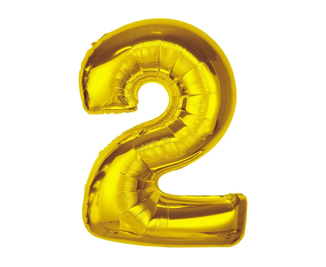 Foil balloon Smart, number 2, gold, 92 cm EOL