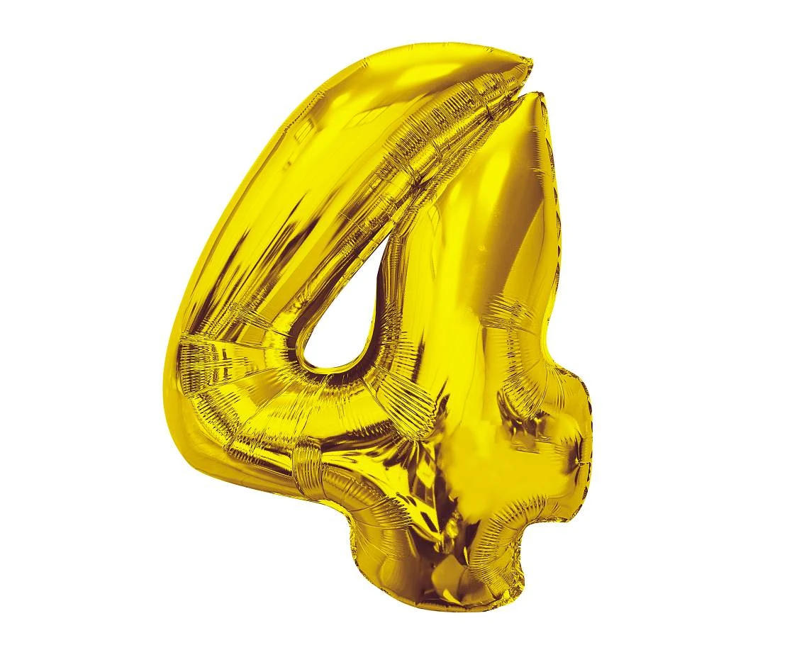 Foil balloon Smart, number 4, gold, 92 cm EOL