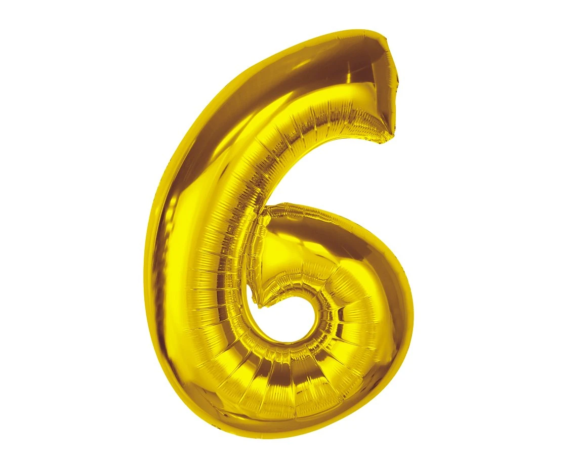 Foil balloon Smart, number 6, gold, 92 cm EOL