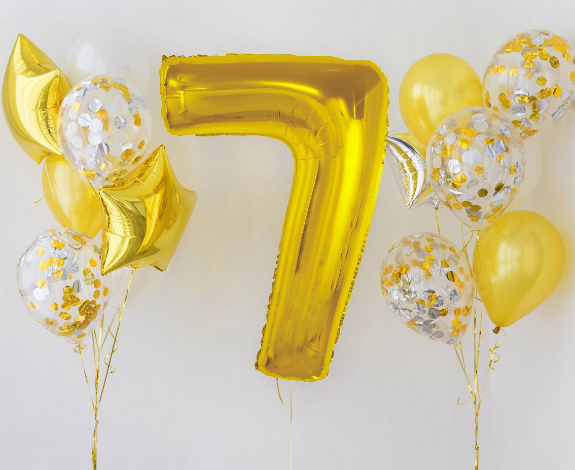 Foil balloon Smart, number 7, gold, 92 cm EOL