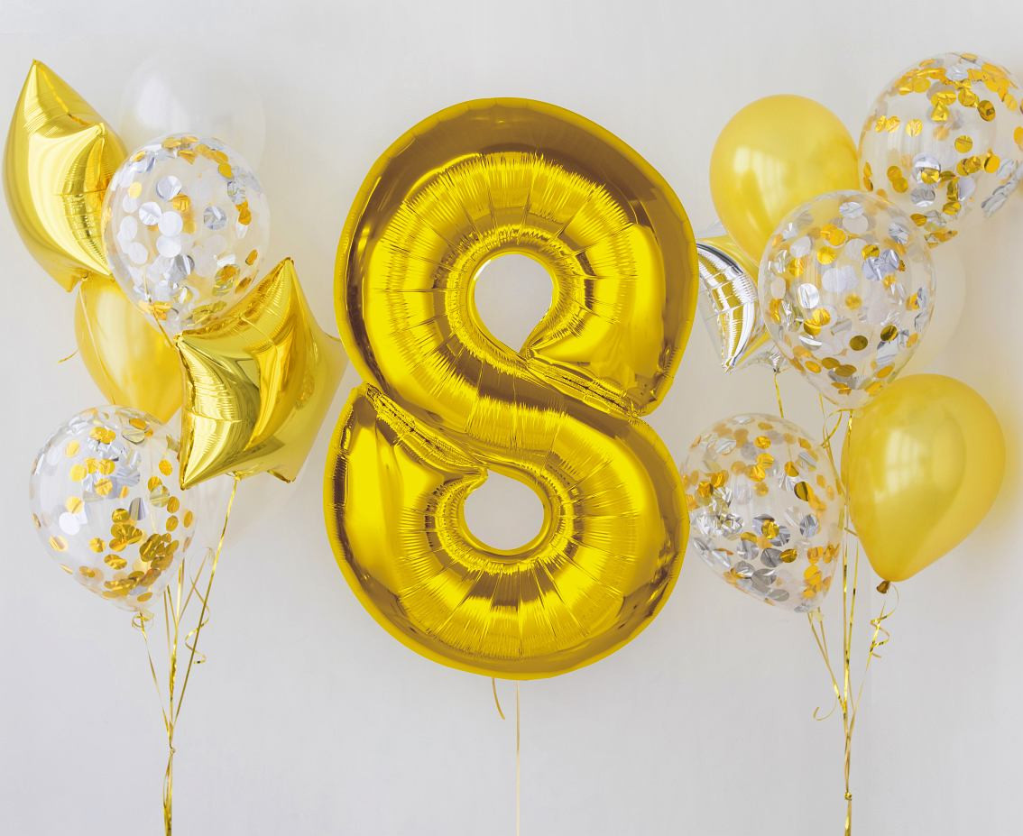 Foil balloon Smart, number 8, gold, 92 cm EOL