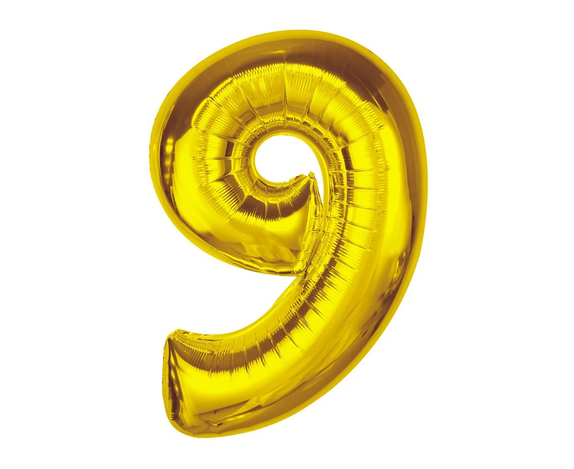 Foil balloon Smart, number 9, gold, 92 cm EOL