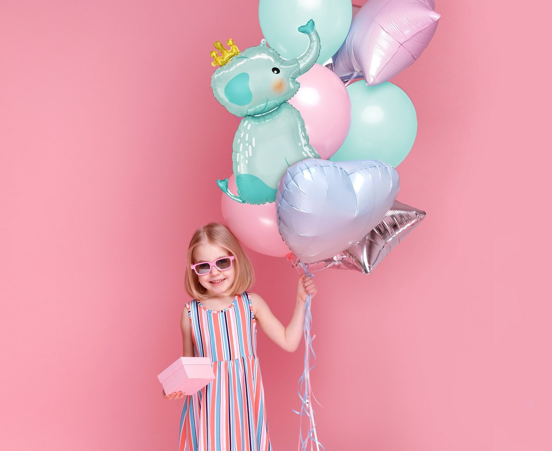 Foil balloon Elephant with Crown, 55x70 cm