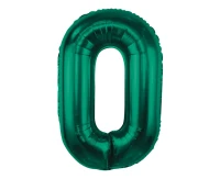 Foil balloon B&C, number 0, bottle green, 85 cm