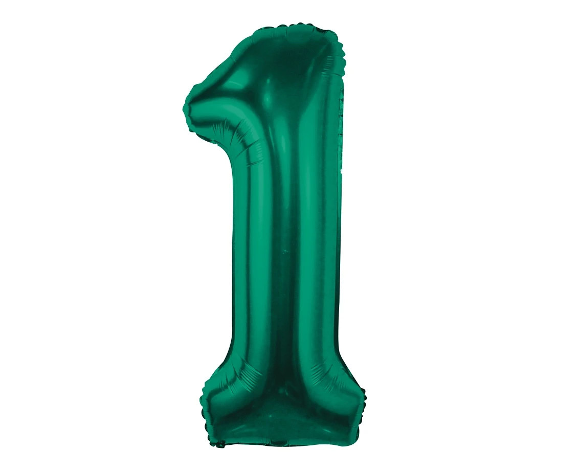 Foil balloon B&C, number 1, bottle green, 85 cm