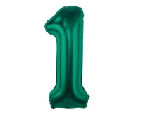 Foil balloon B&C, number 1, bottle green, 85 cm