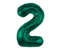 Foil balloon B&C, number 2, bottle green, 85 cm