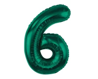 Foil balloon B&C, number 6, bottle green, 85 cm