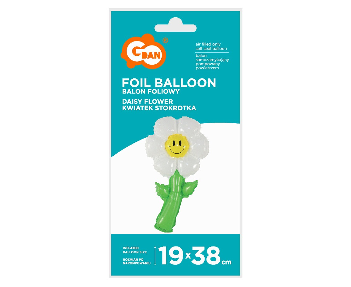 Foil balloon 15" Daisy Flower, 19x38 cm