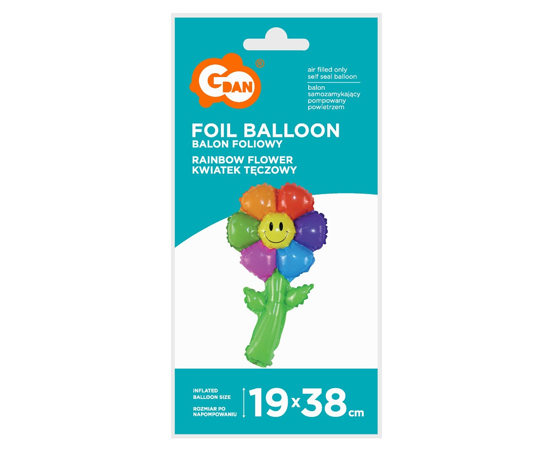 Foil balloon 15" Rainbow Flower, 19x38 cm