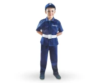 Cop role-play set for kids (shirt, belt, pants, hat), size 130/140 cm