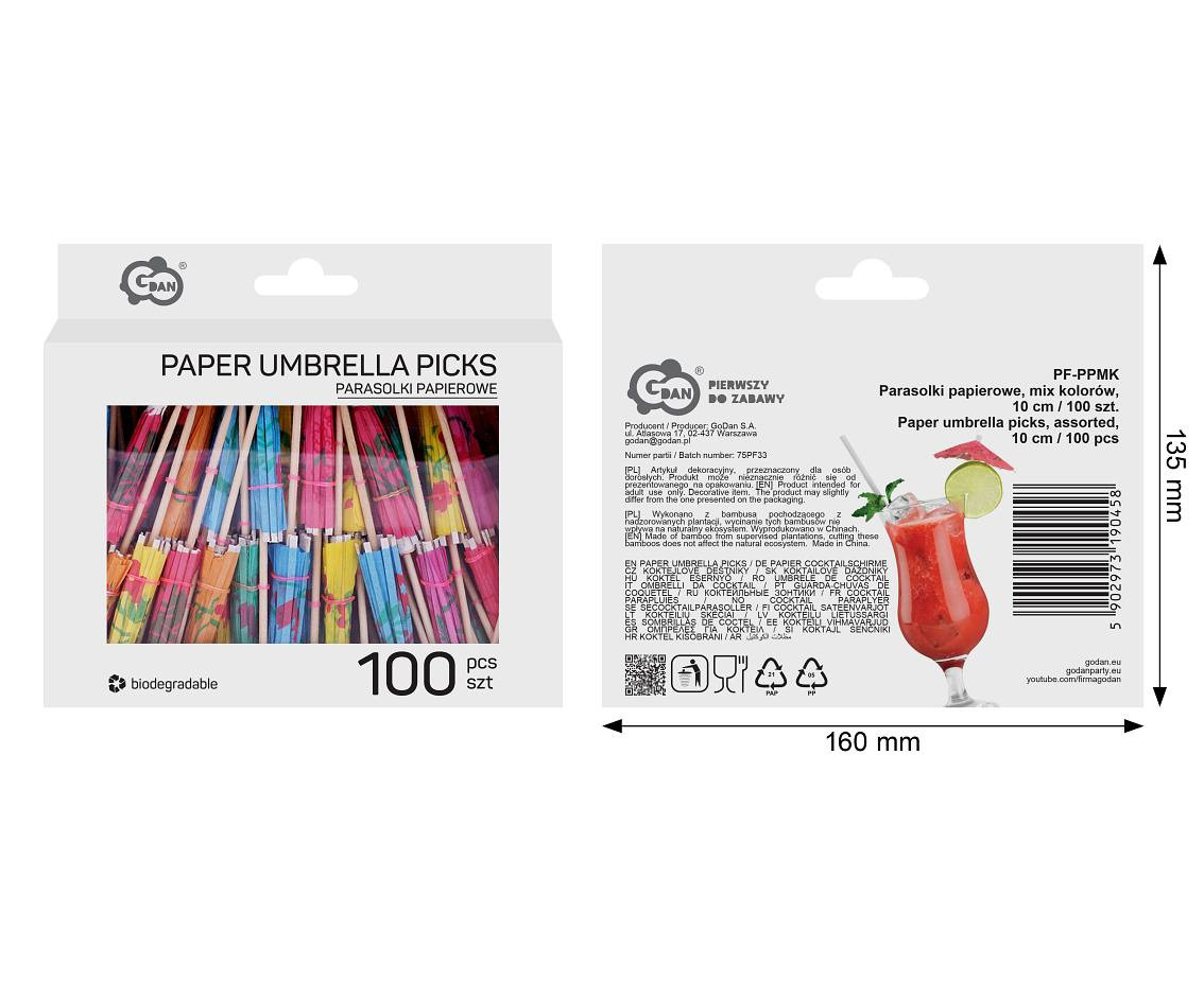 Cocktail umbrella picks, 10cm/ 100 pcs.