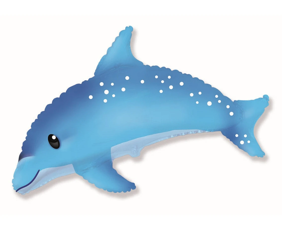 Foil balloon 24" FX - Sweet Dolphin, blue,  unpacked (flat)