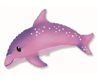 Foil balloon 24" FX - Sweet Dolphin, pink,  unpacked (flat)