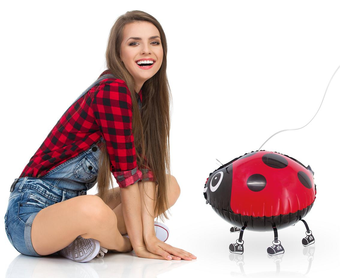 Foil balloon Ladybug, 27x37 cm, walking balloon