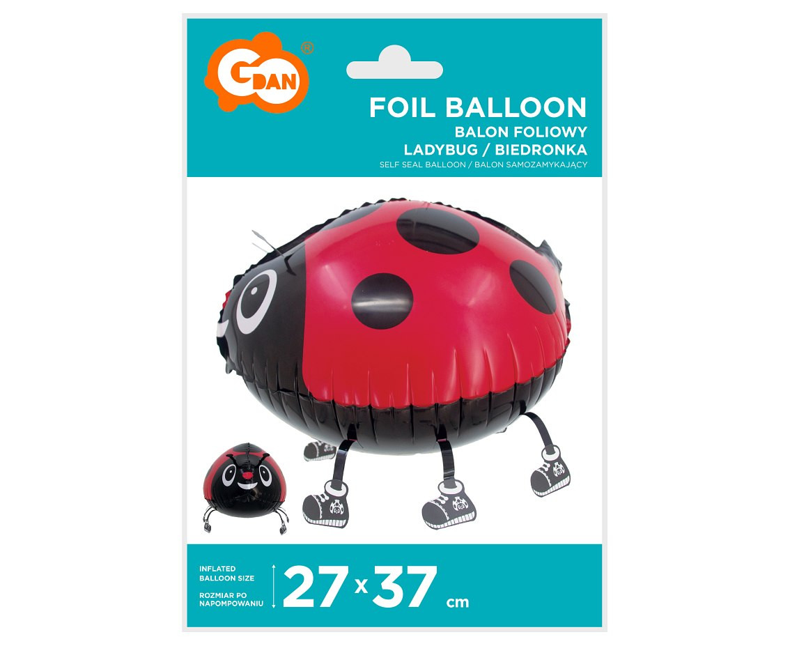 Foil balloon Ladybug, 27x37 cm, walking balloon