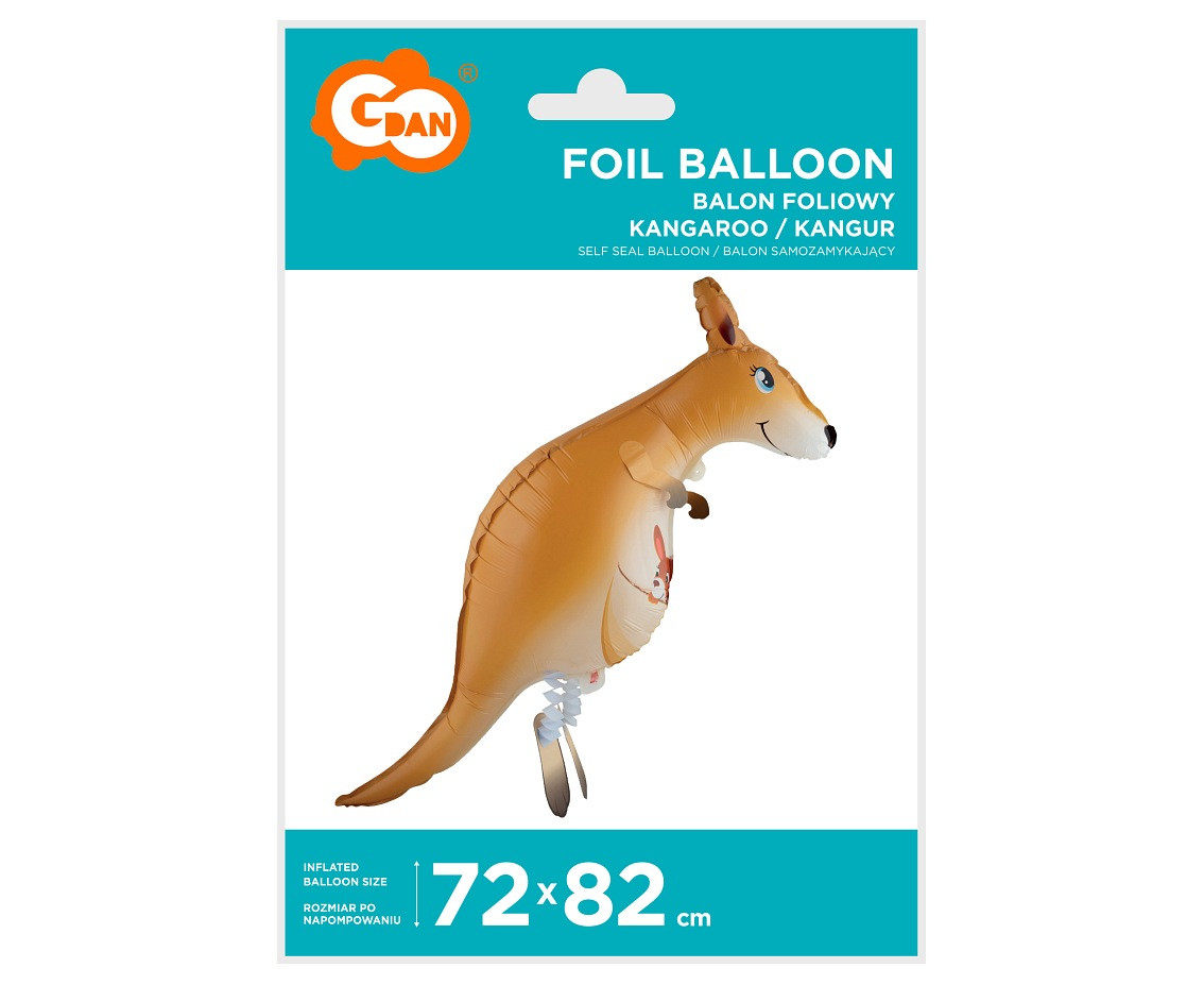 Foil balloon Kangaroo, 72x82 cm, walking balloon EOL