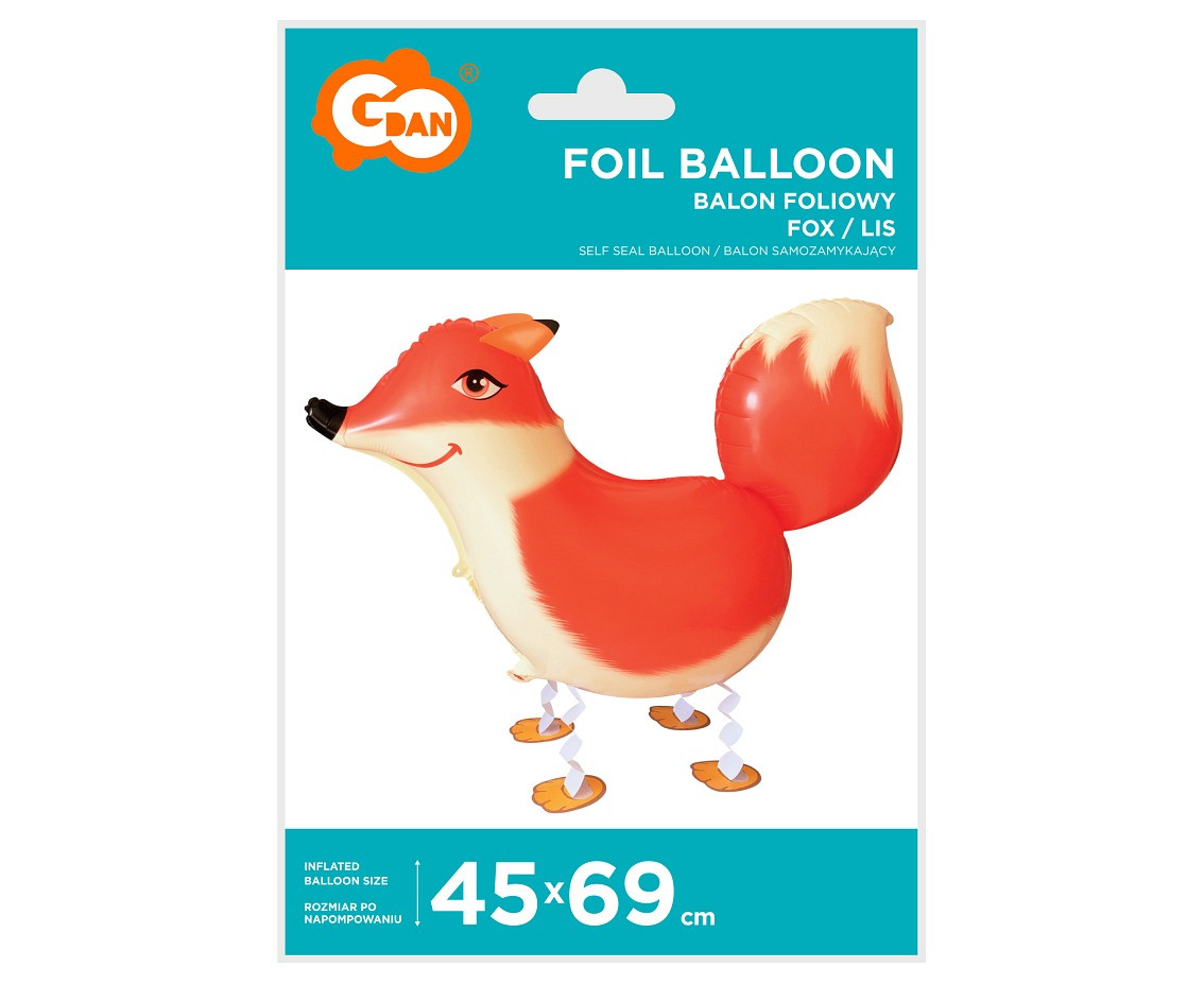 Foil balloon Fox, 45x69 cm, walking balloon EOL